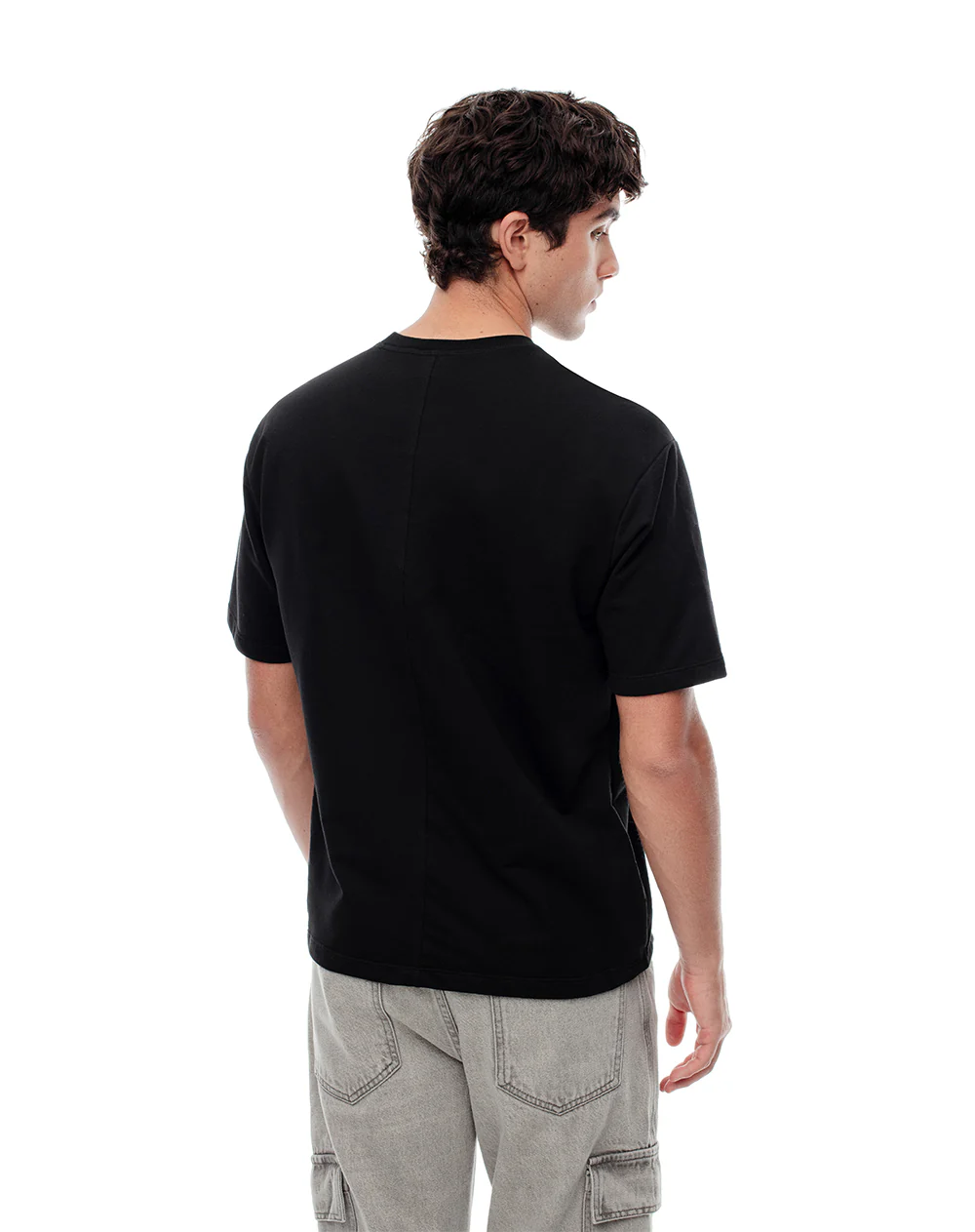 Camiseta oversize algodón negra hombre - Image 2