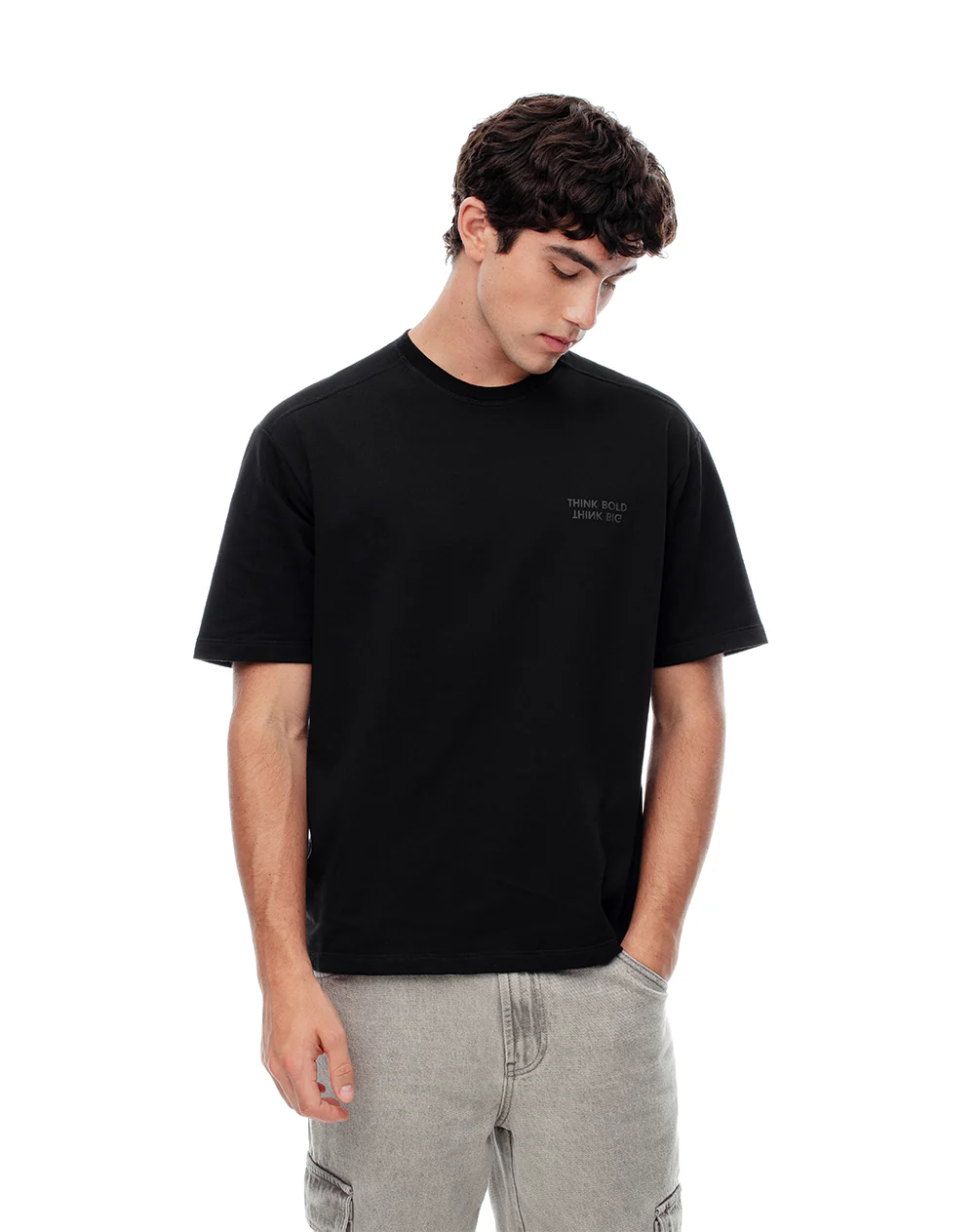 Camiseta oversize algodón negra hombre - Image 4