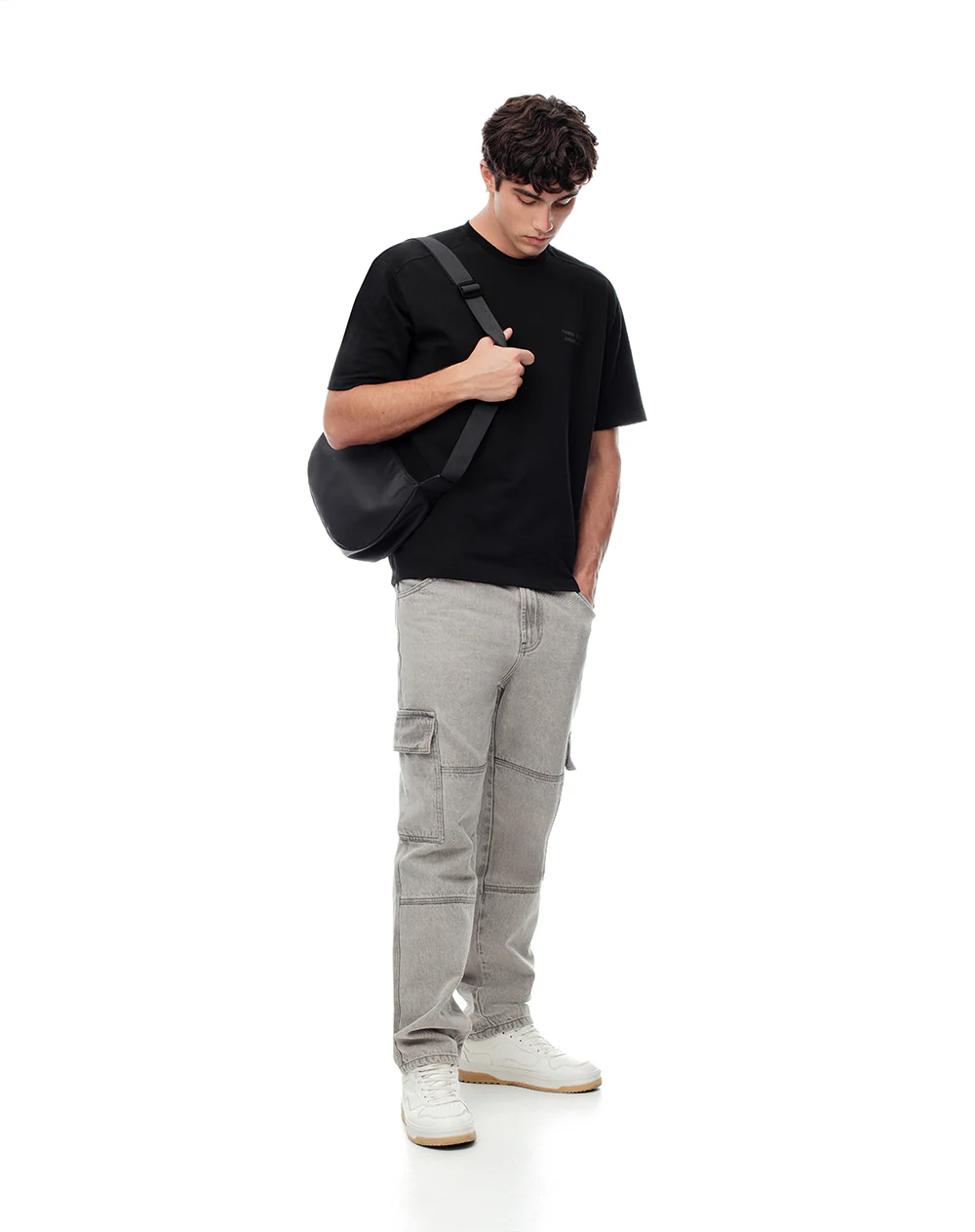 Camiseta oversize algodón negra hombre - Image 5