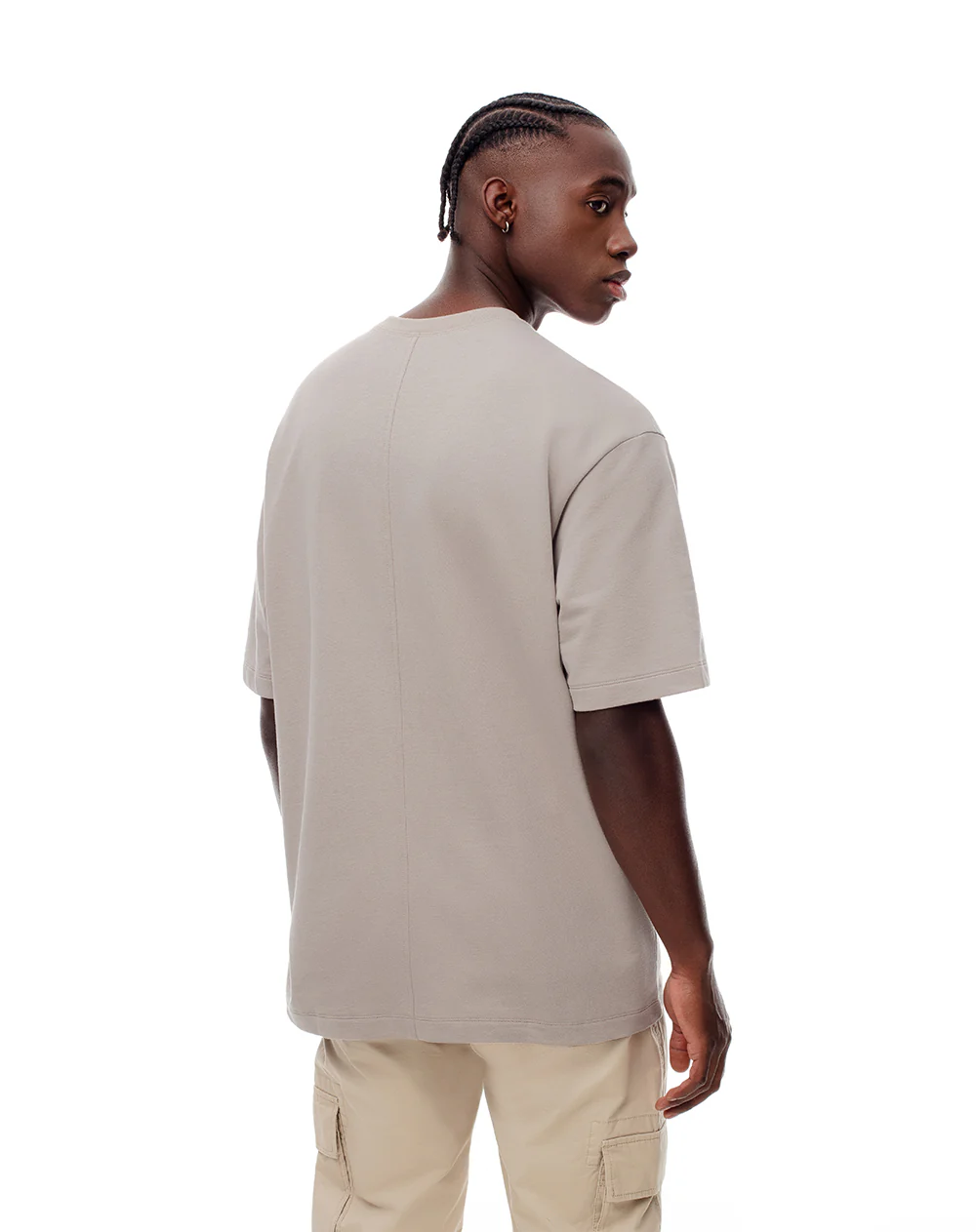 Camiseta oversize algodón taupe estampada hombre - Image 2