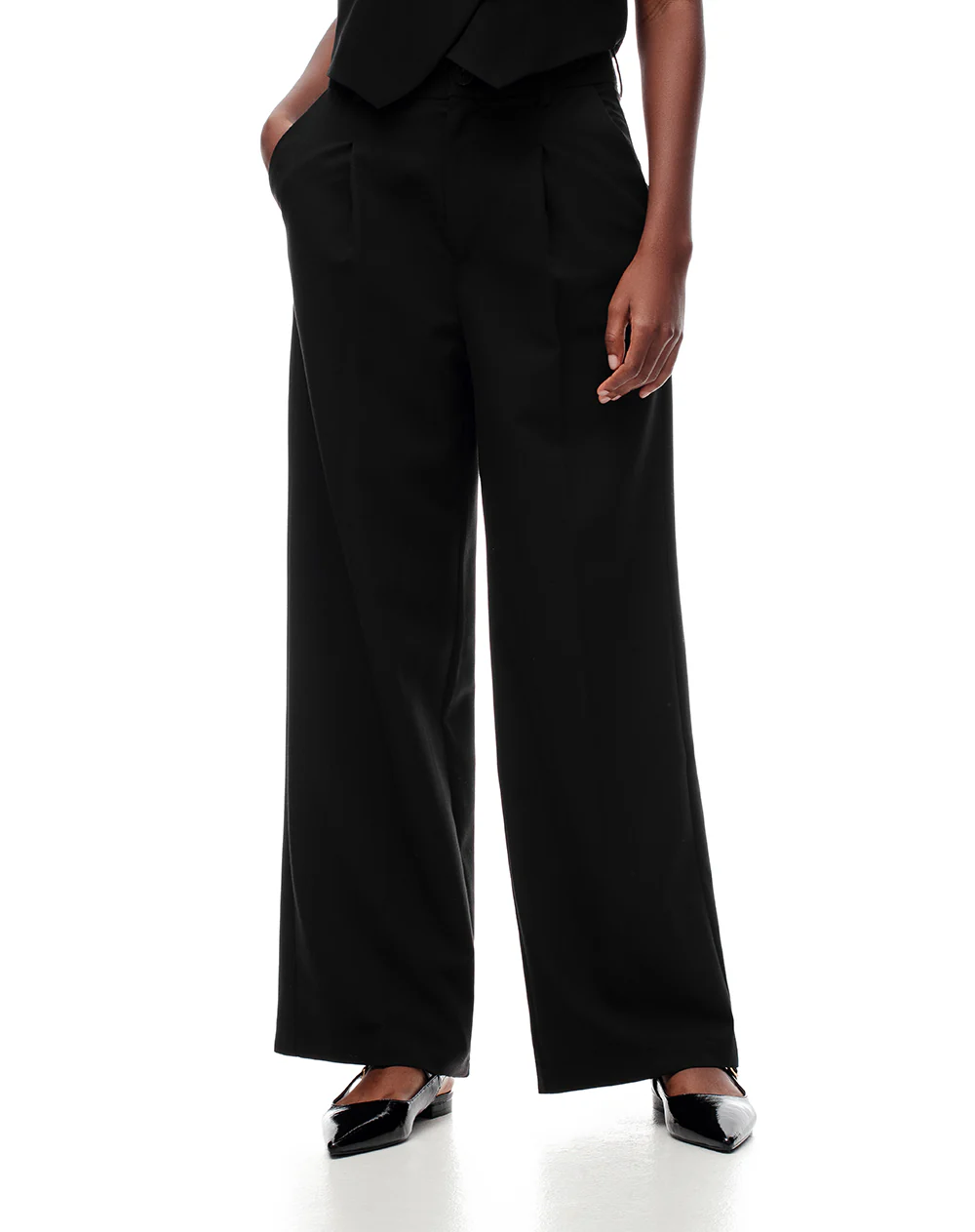 Pantalón wide leg tiro alto negro mujer - Image 3