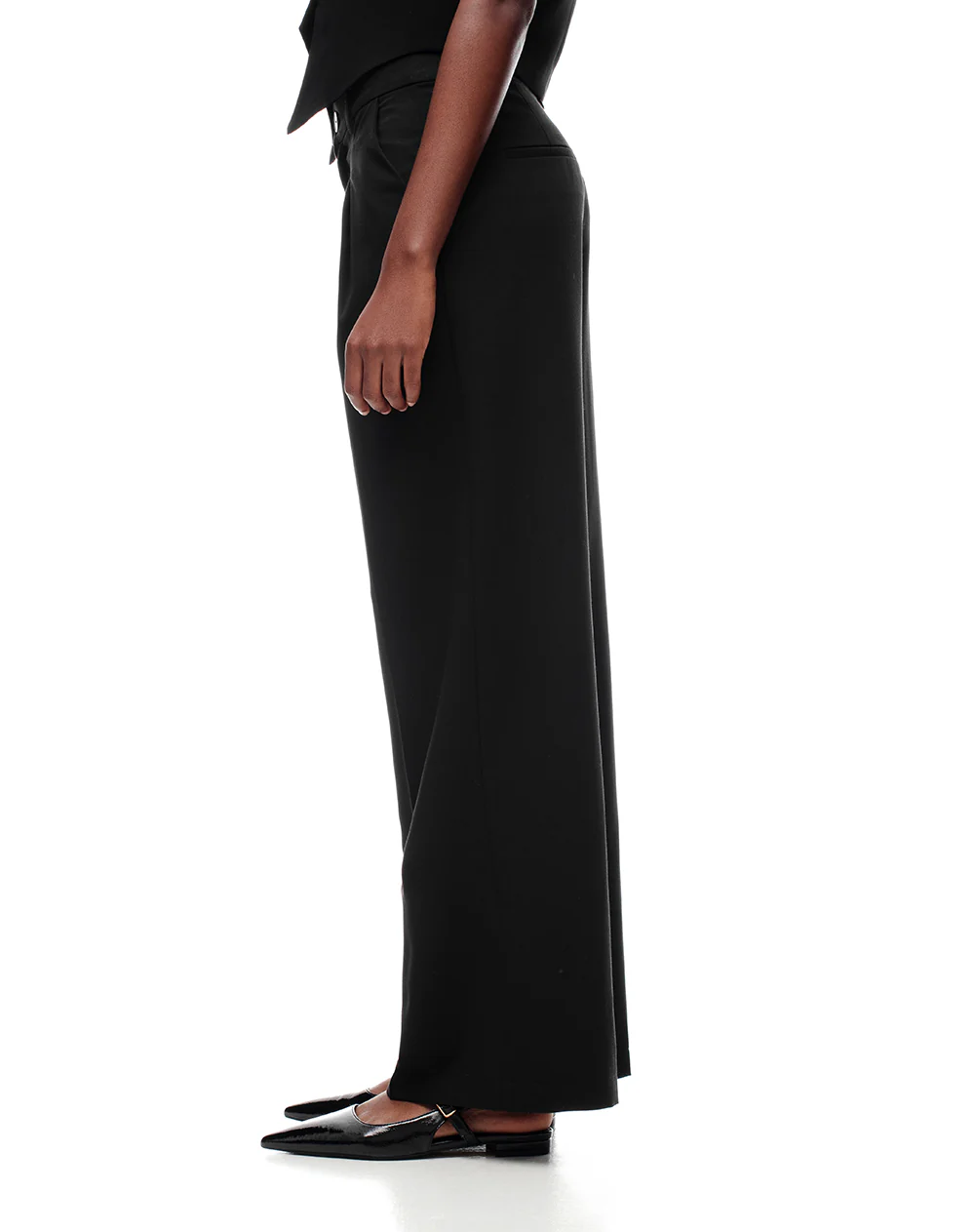 Pantalón wide leg tiro alto negro mujer - Image 4