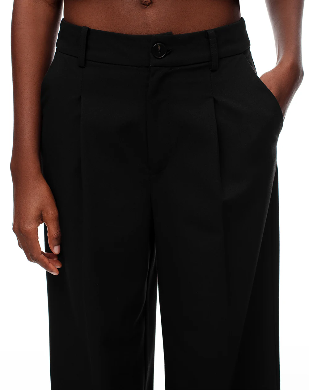 Pantalón wide leg tiro alto negro mujer - Image 5