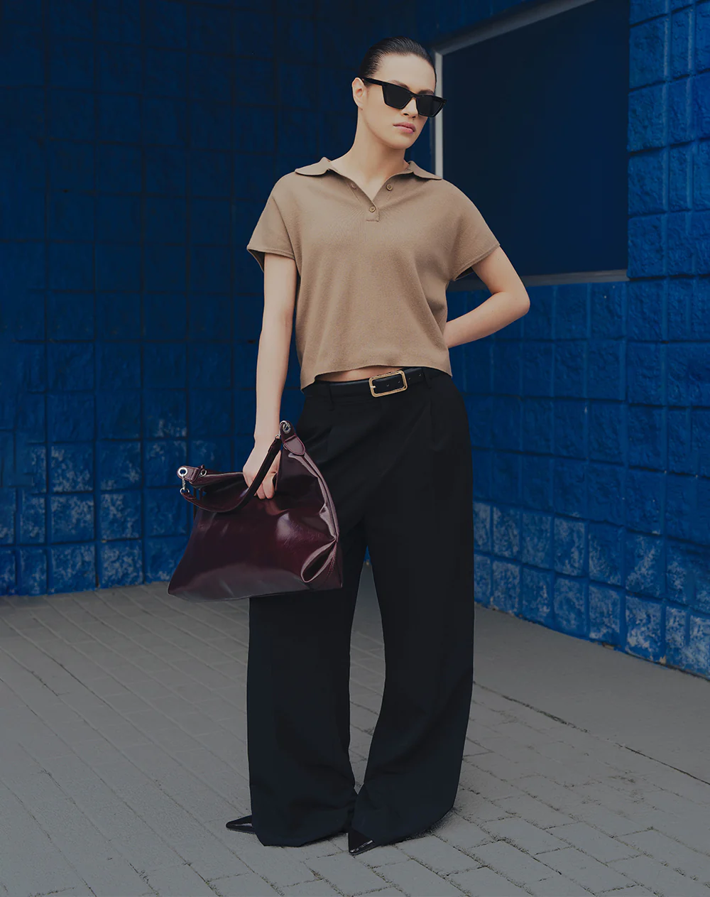 Pantalón wide leg tiro alto negro mujer - Image 6
