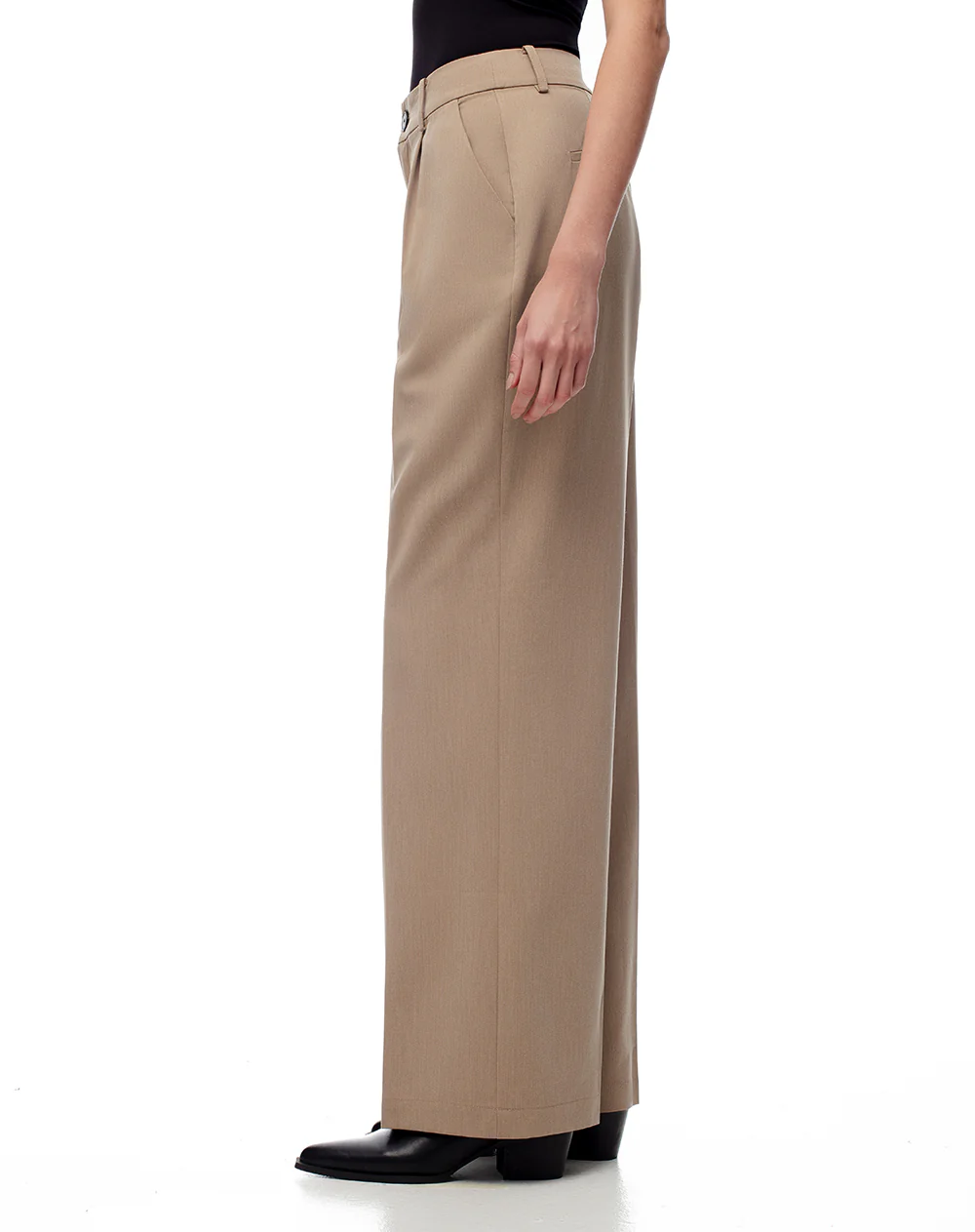 Pantalón wide leg tiro alto café mujer - Image 5