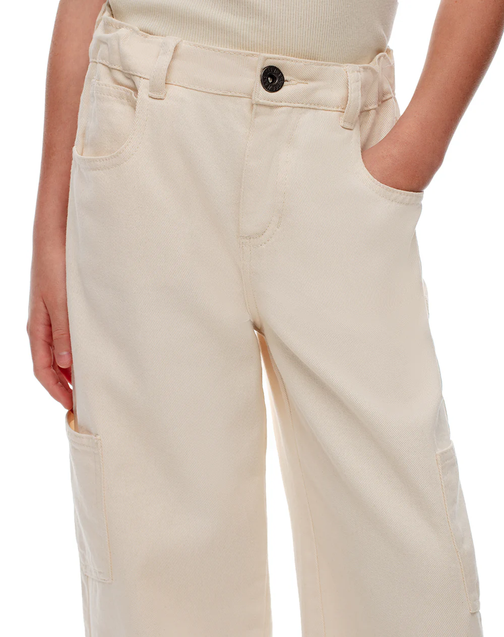 Jean cargo tiro medio crema niña - Image 6