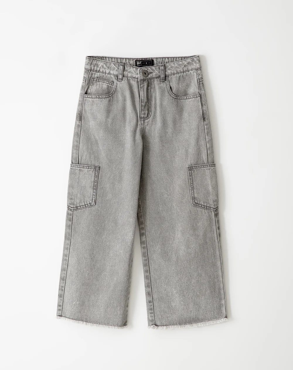 Jean cargo tiro medio gris niña - Image 6