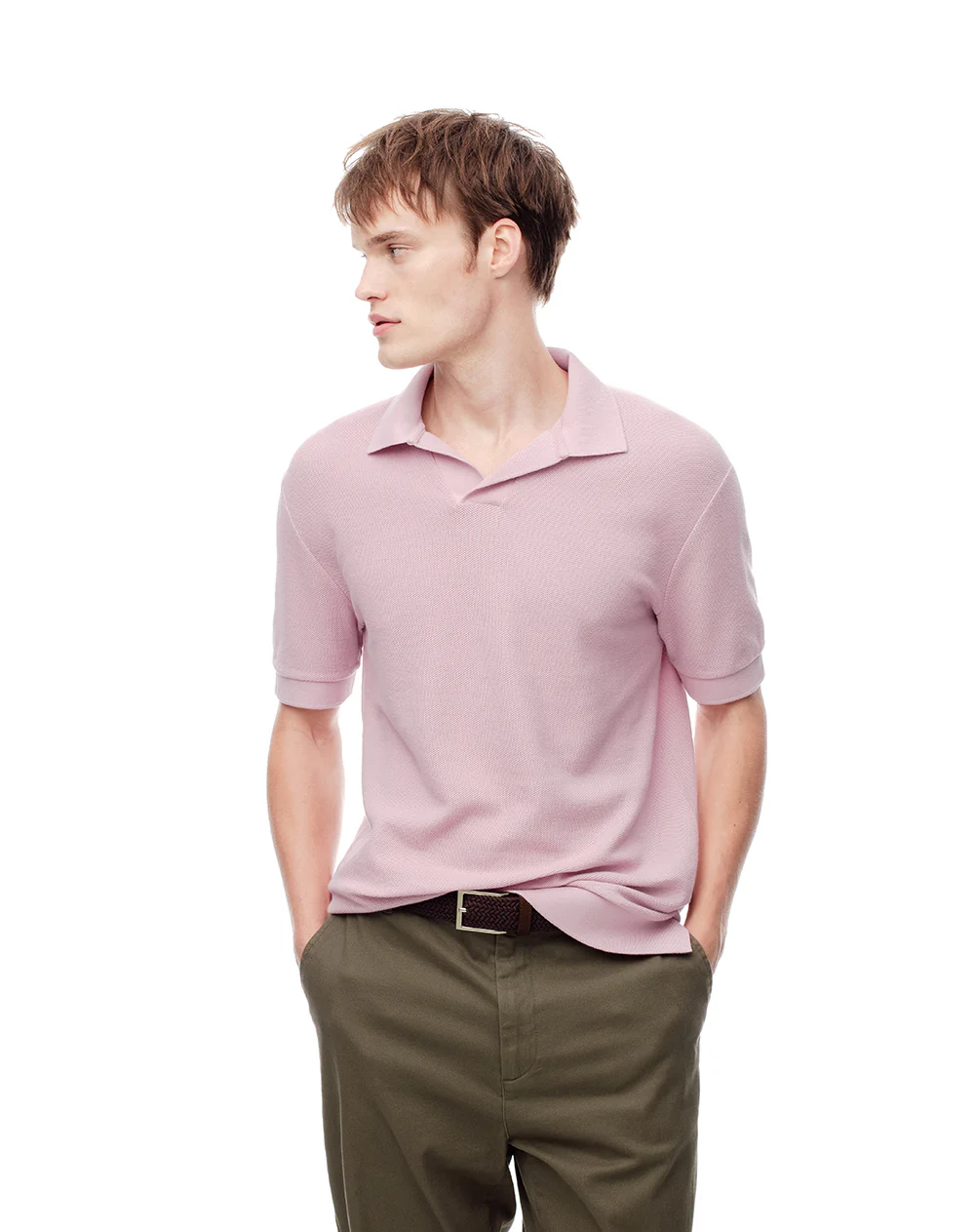 Polo regular algodón rosada hombre
