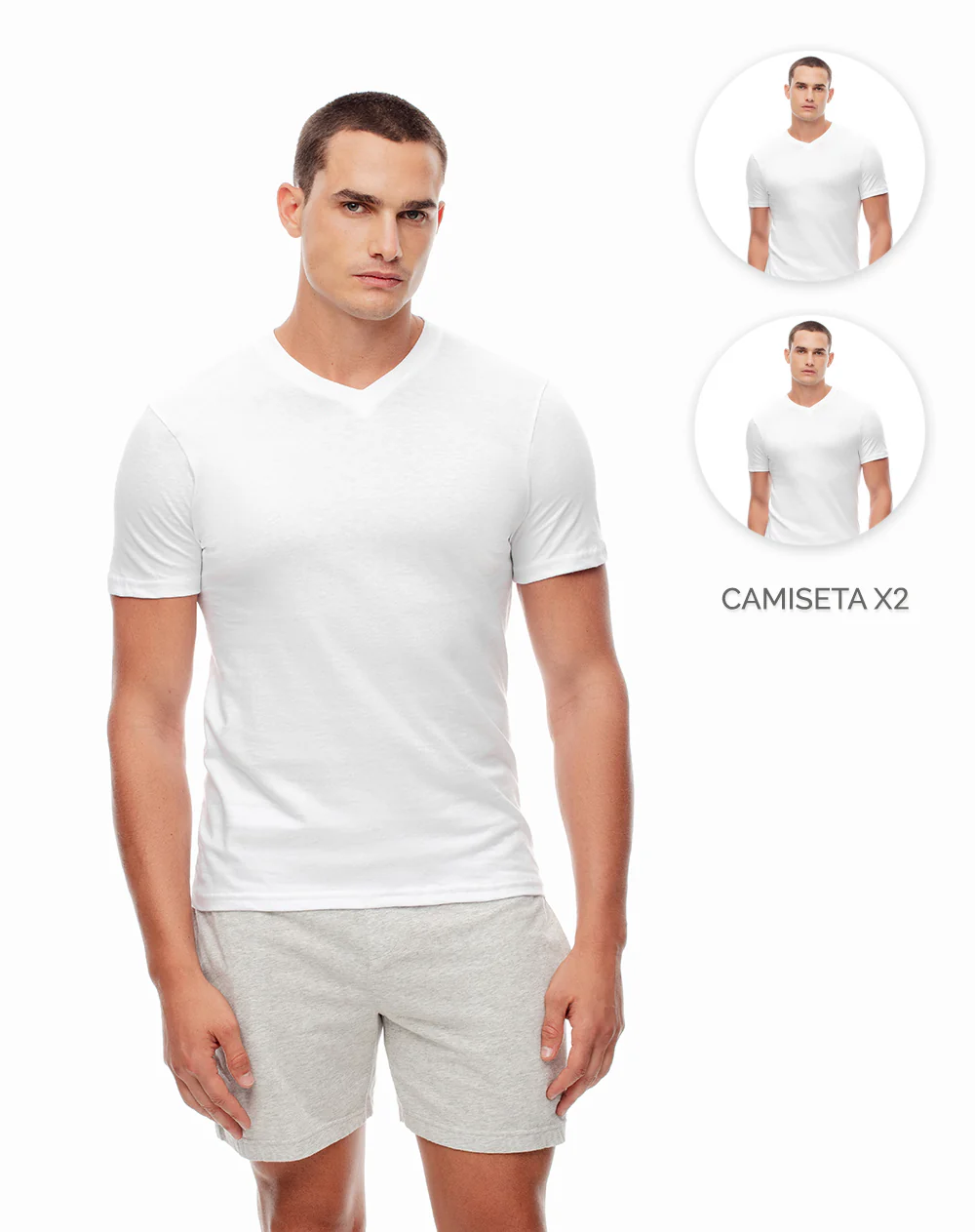 Camiseta slim algodón jersey x2unds blanca hombre