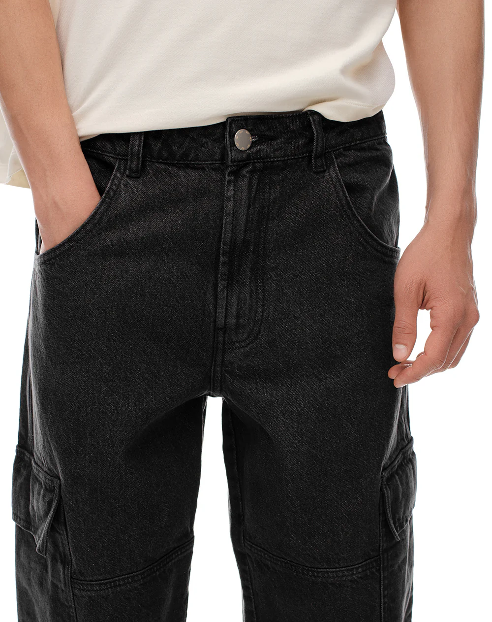 Jean cargo recto negro hombre - Image 4