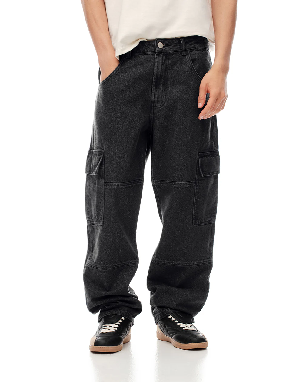 Jean cargo recto negro hombre - Image 7