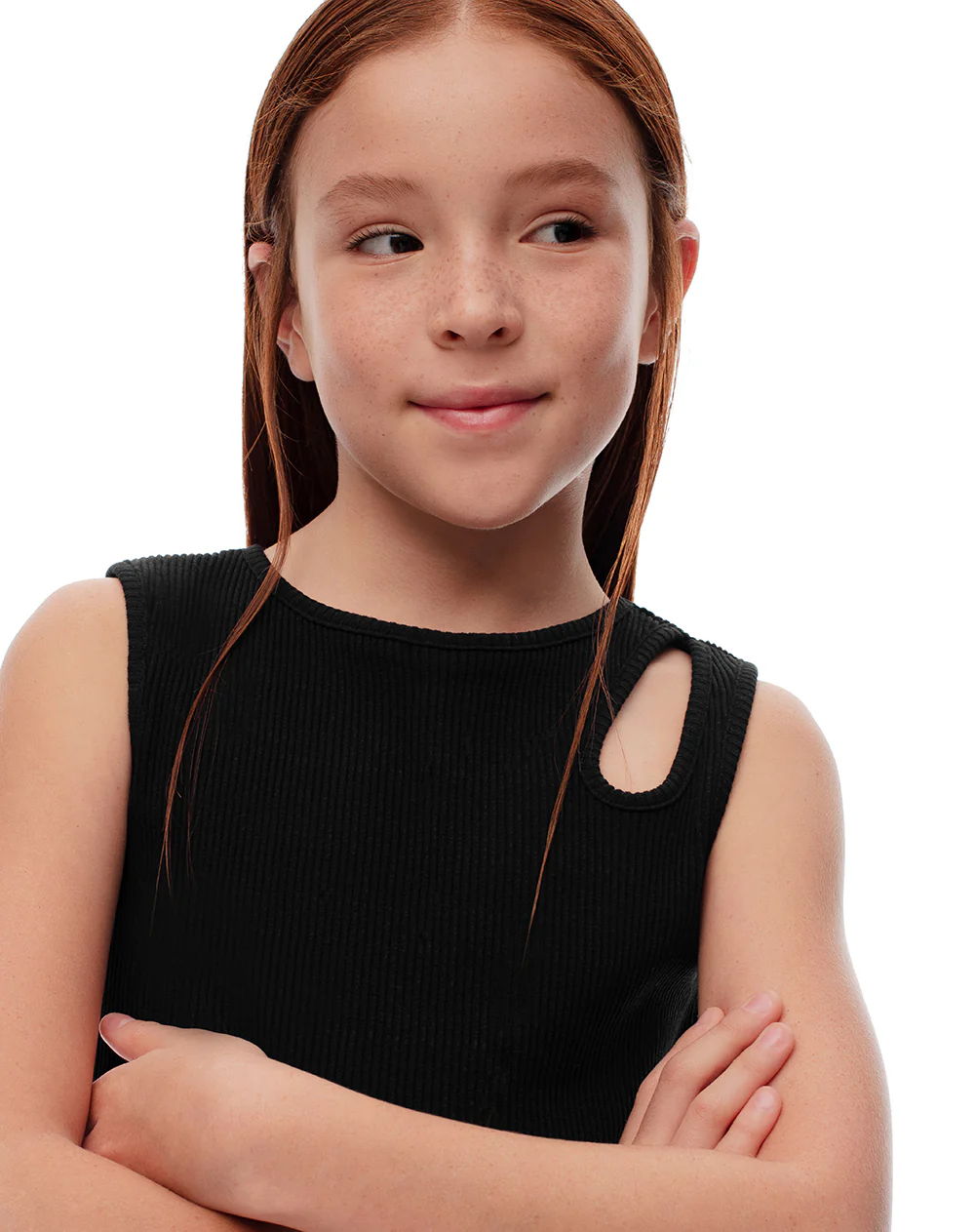 Camiseta esqueleto slim rib algodón negra niña - Image 3