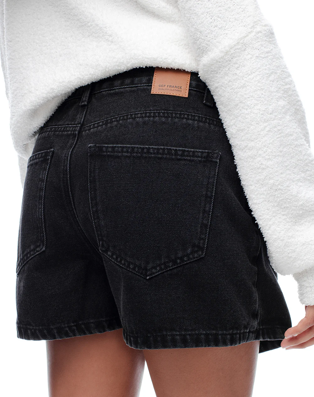 Falda short tiro alto denim negro mujer - Image 6