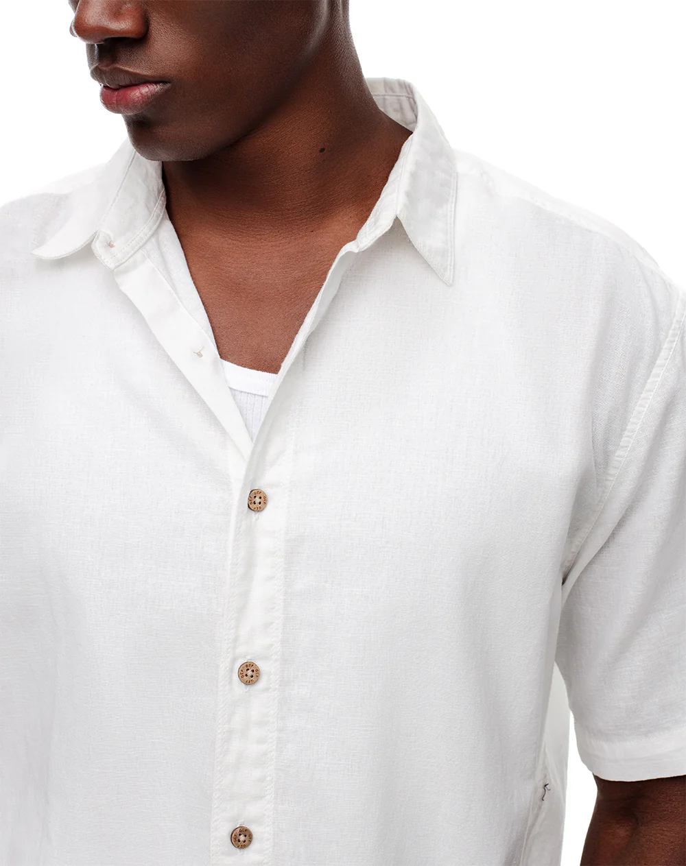 Camisa manga corta regular lino blanca hombre - Image 5