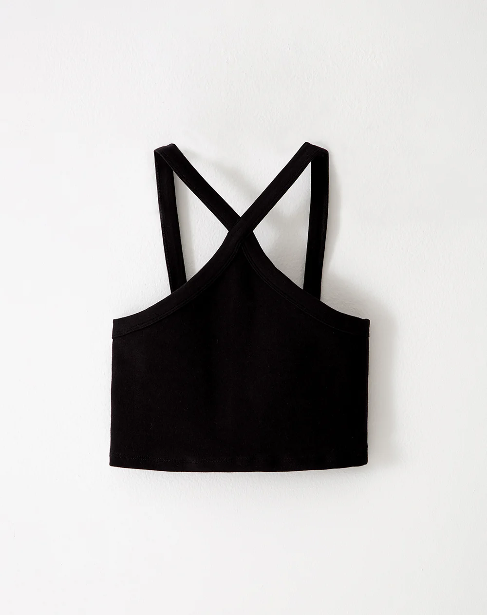 Crop top slim rib algodón negro mujer - Image 5