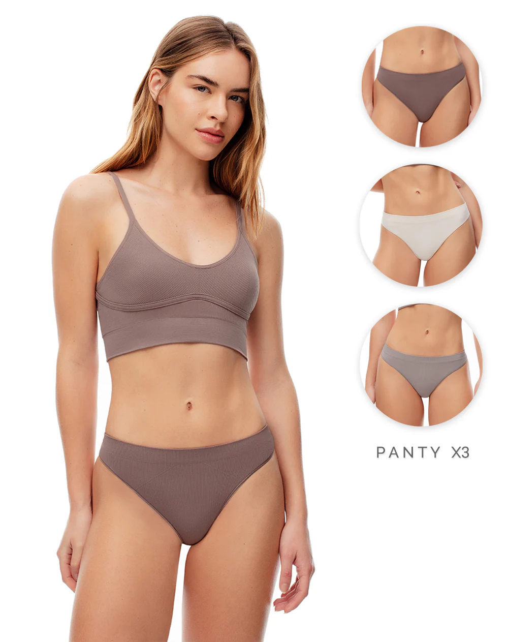 Panty tipo tanga seamless tiro medio x3unds surtido