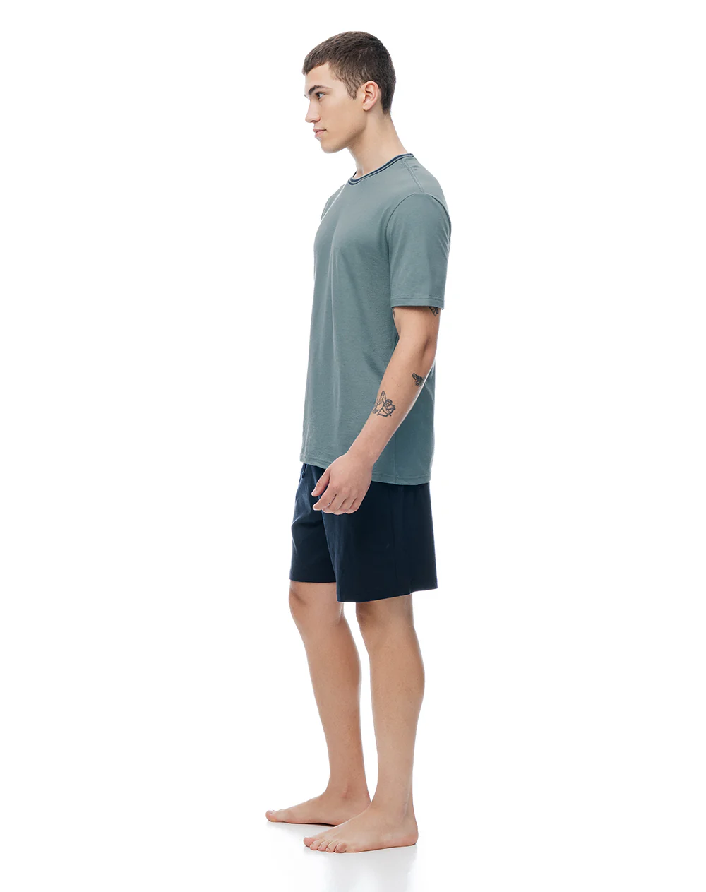 Camiseta + bermuda de pijama algodón verde hombre - Image 4