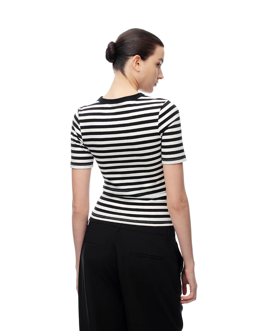 Camiseta slim rib algodón rayas mujer - Image 2
