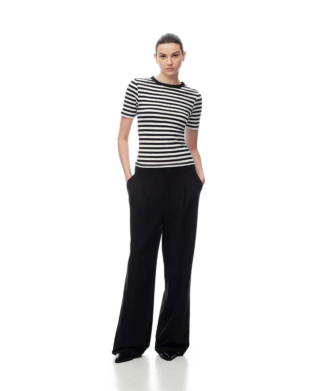 Camiseta slim rib algodón rayas mujer - Image 4
