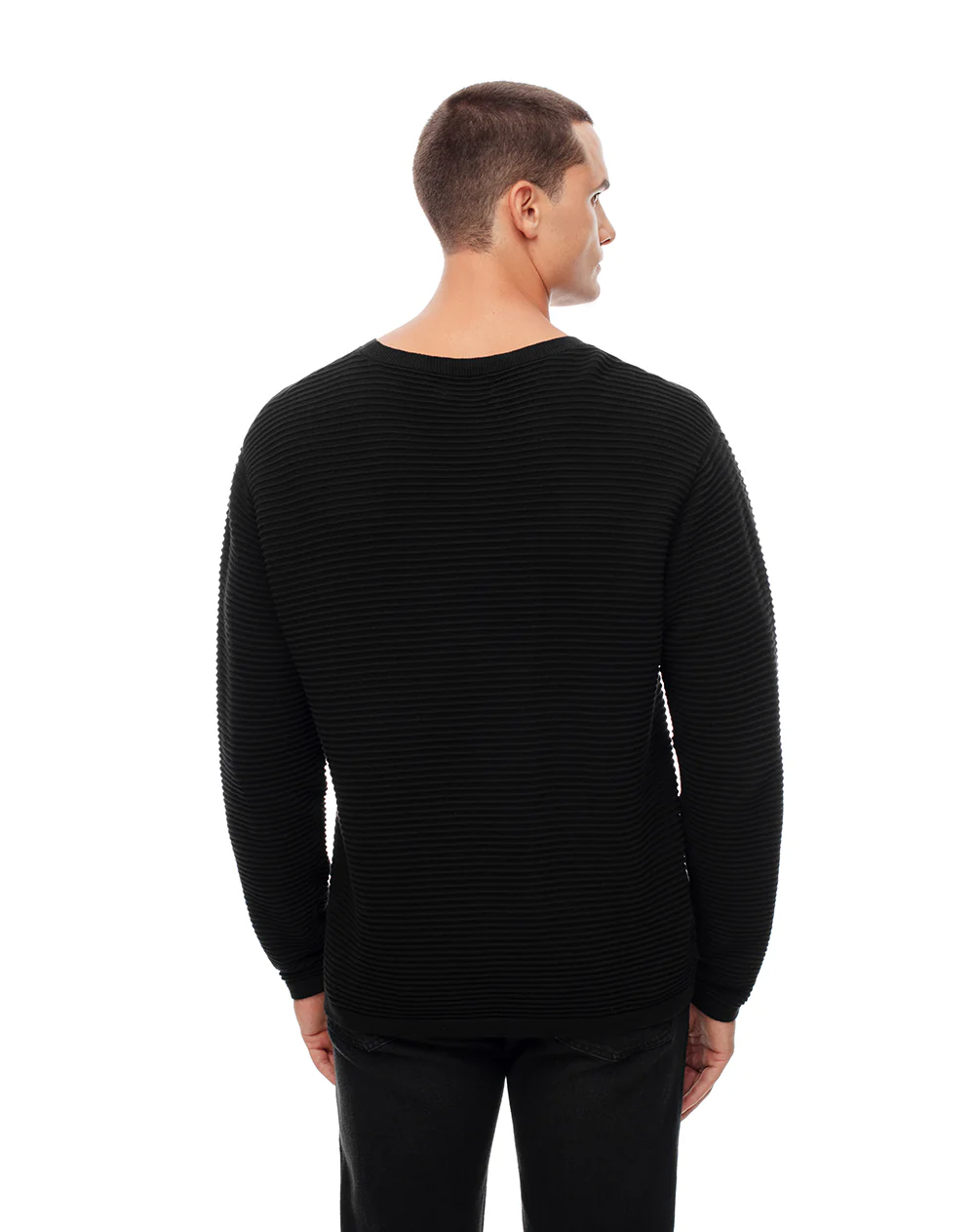 Buzo regular tejido de punto algodón negro hombre - Image 2