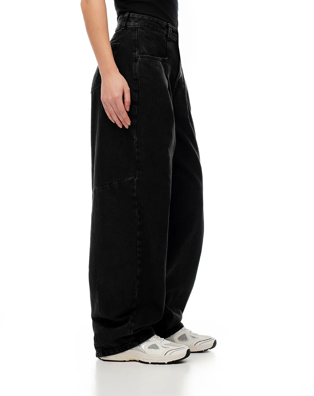 Jean baggy tiro medio negro mujer - Image 7
