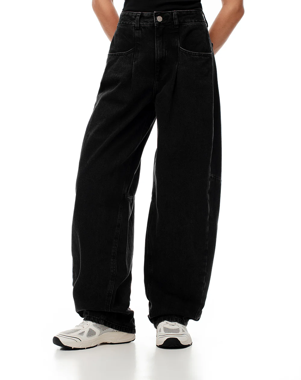 Jean baggy tiro medio negro mujer - Image 8