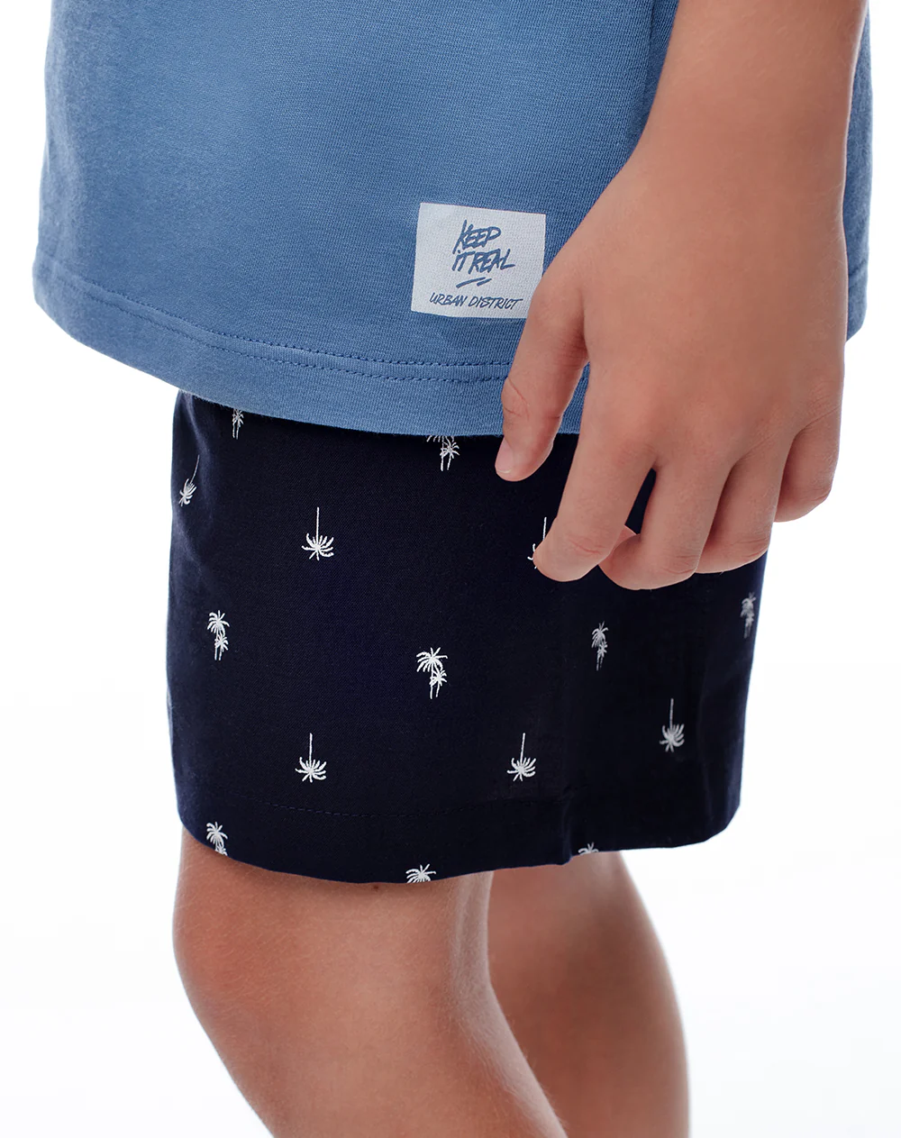 Camiseta + bermuda de pijama algodón azul niña - Image 4