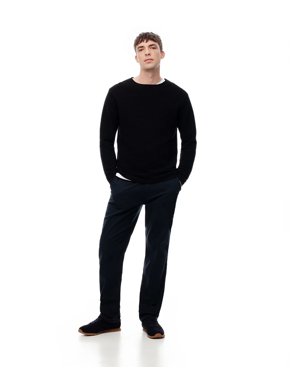 Pantalón chino slim algodón azul hombre