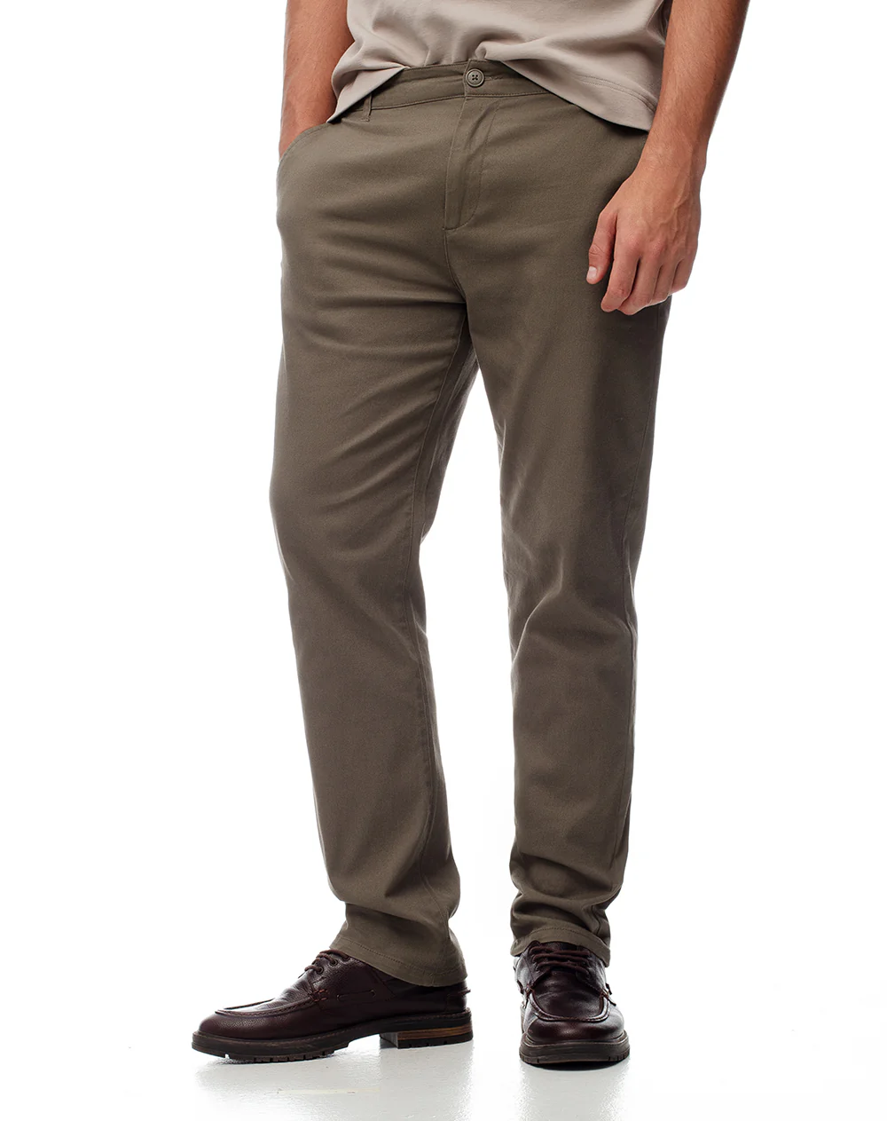 Pantalón chino slim algodón café hombre - Image 4