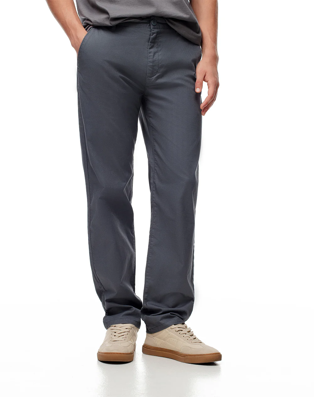 Pantalón chino regular algodón gris hombre - Image 3