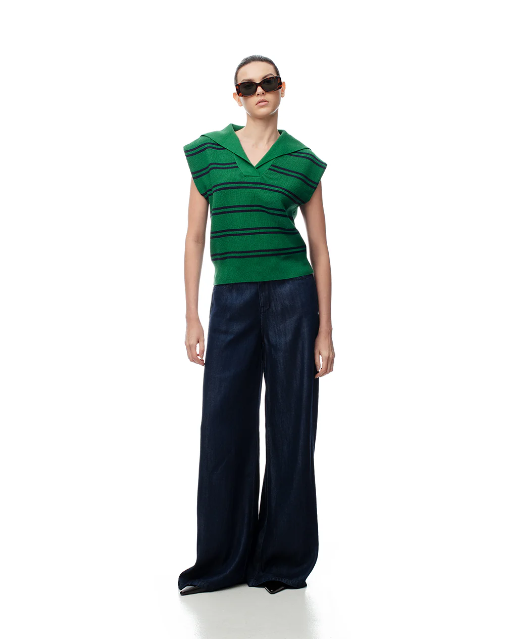 Chaleco oversize tejido rayas mujer - Image 4