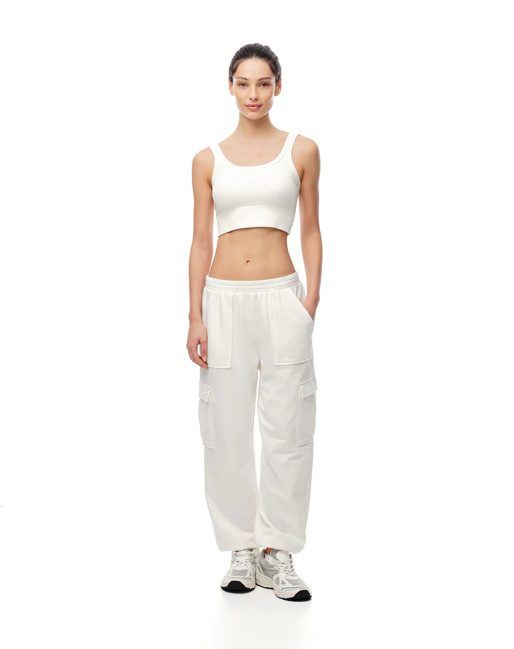Jogger tiro medio algodón crudo mujer