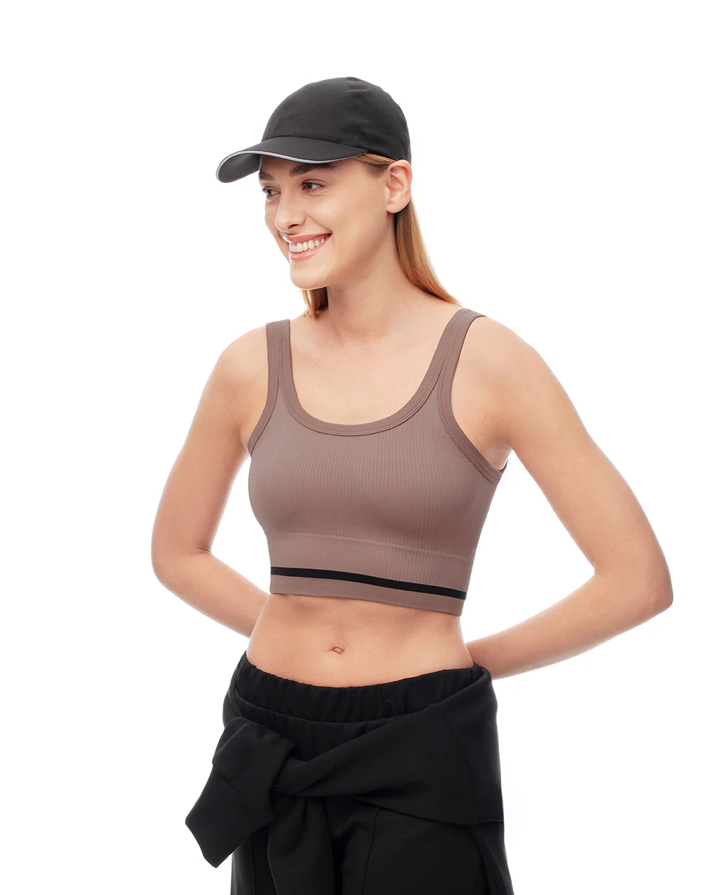 Crop top deportivo seamless café mujer - Image 4