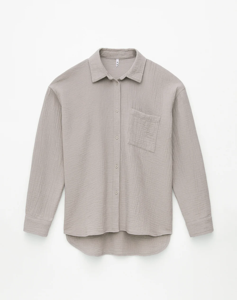 Camisa relax manga larga algodón taupe mujer - Image 5