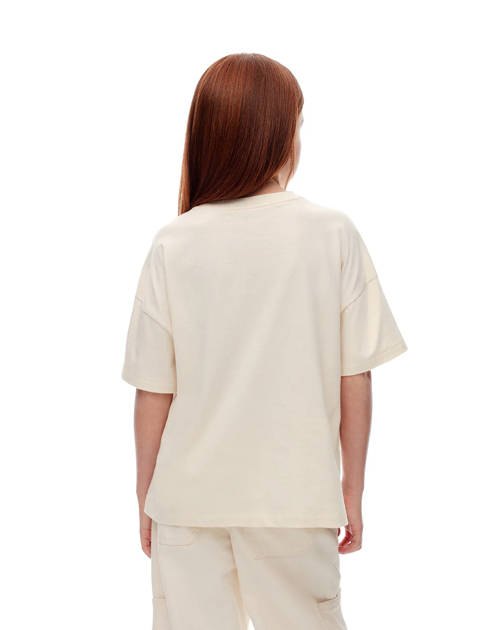 Camiseta oversize algodón blanca estampada niña - Image 2
