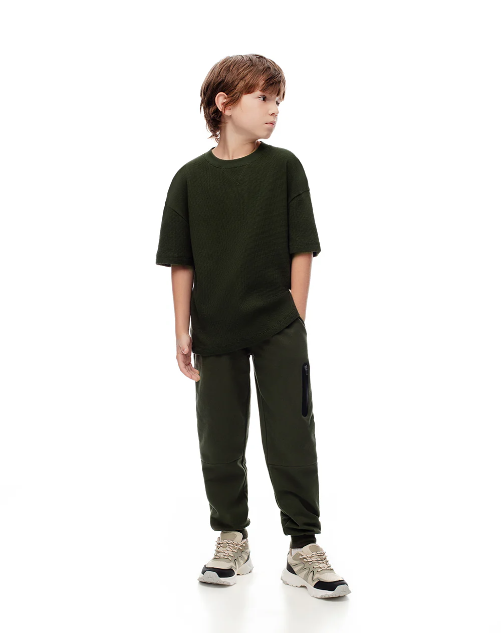 Camiseta regular algodón verde niño - Image 4