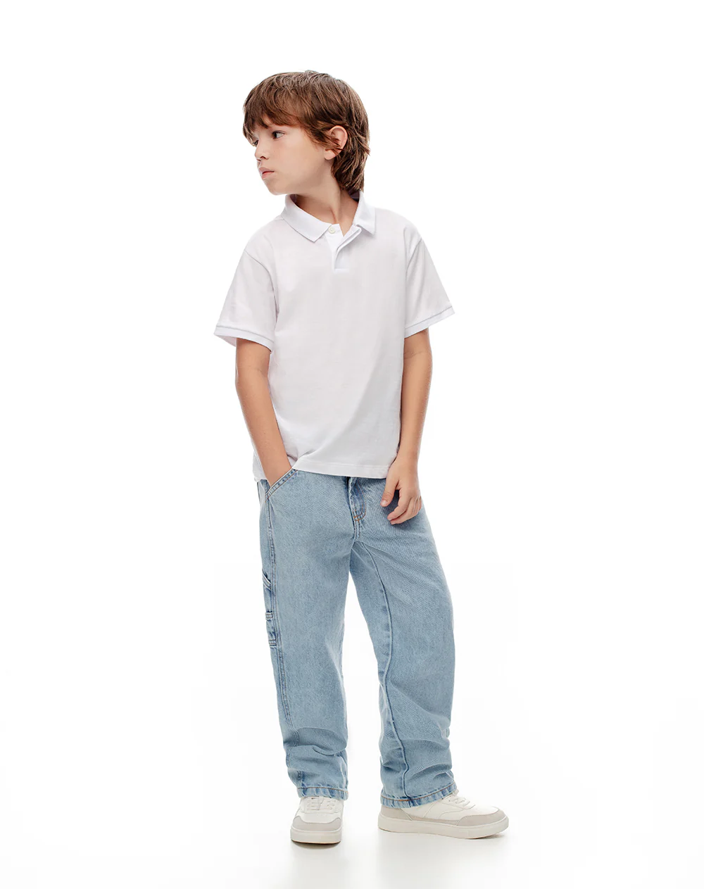 Polo regular algodón blanca niño - Image 4