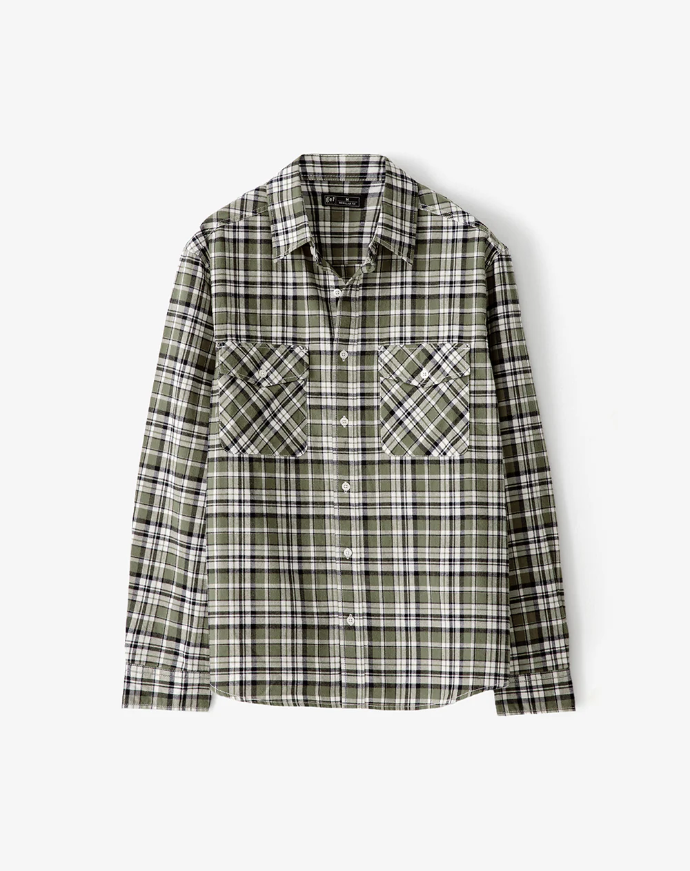 Camisa manga larga regular algodón cuadros hombre