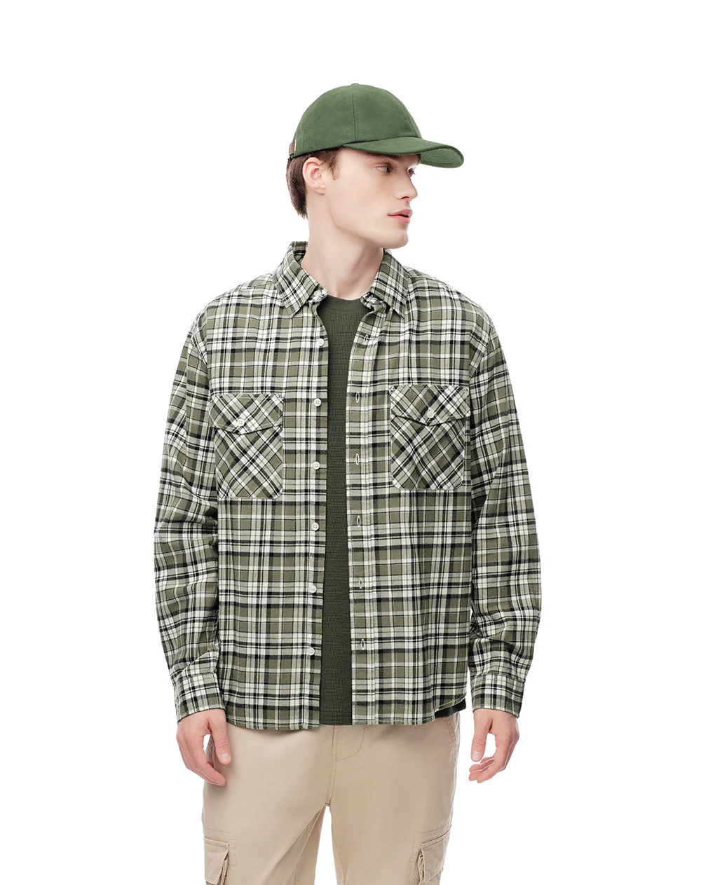 Camisa manga larga regular algodón cuadros hombre - Image 2