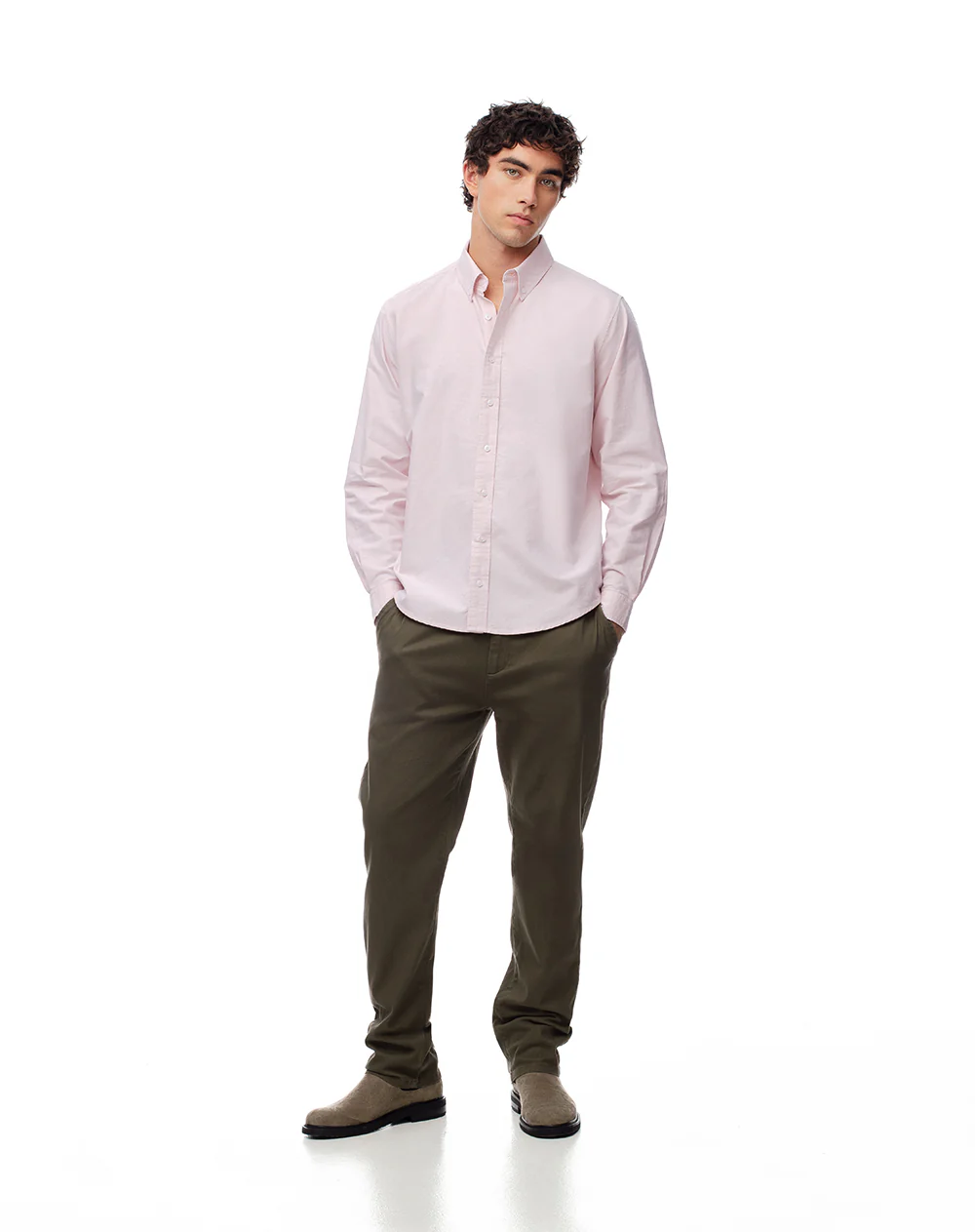 Camisa manga larga regular algodón rosa hombre - Image 4