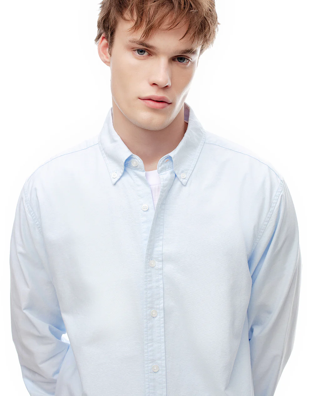 Camisa manga larga regular algodón azul hombre - Image 3