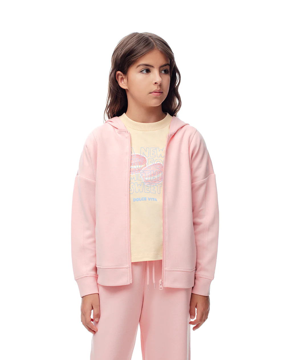 Chaqueta regular rosada niña