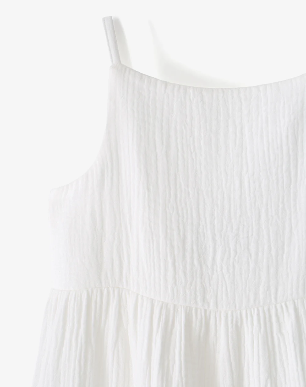 Vestido corto bloques algodón blanco niña - Image 8