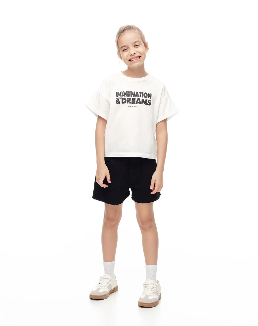 Short tiro medio denim negro niña - Image 6