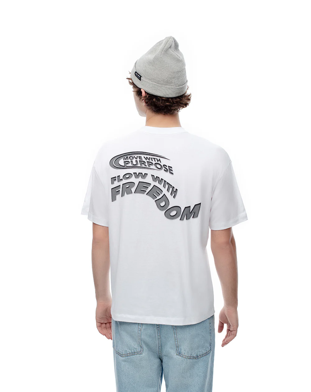 Camiseta regular algodón blanca estampada hombre