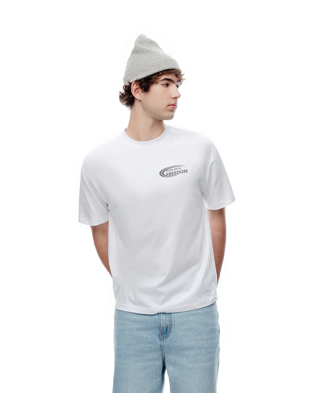 Camiseta regular algodón blanca estampada hombre - Image 2