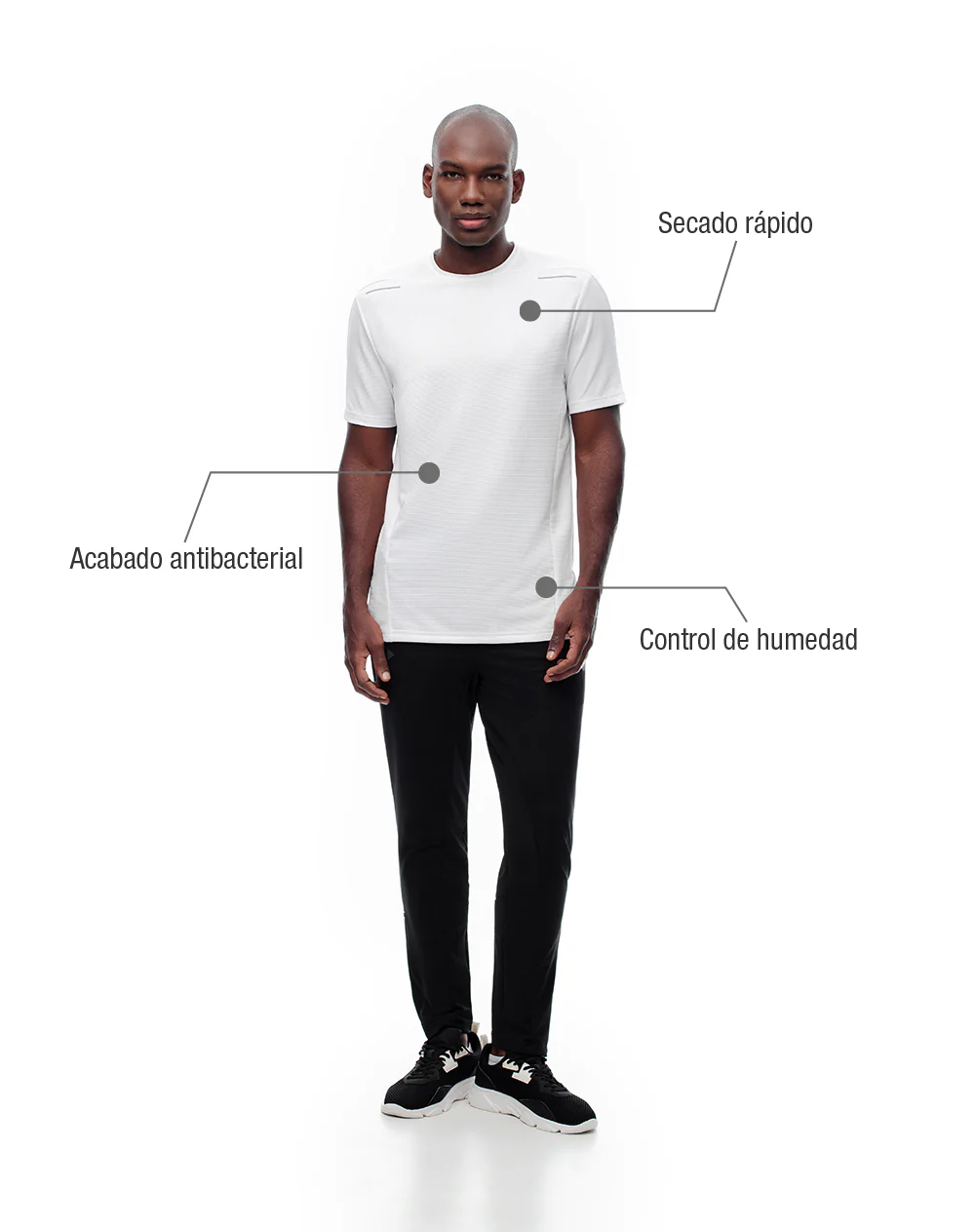 Camiseta deportiva control humedad blanca hombre - Image 2