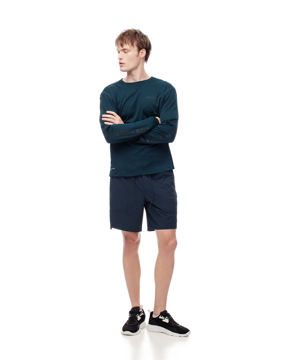 Pantaloneta deportiva secado rápido azul hombre