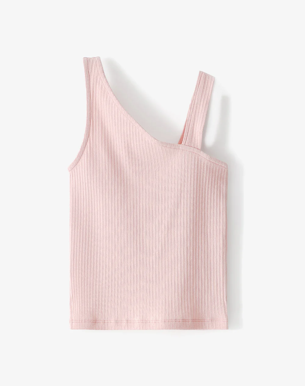 Camiseta asimétrica slim rib algodón rosada niña - Image 5