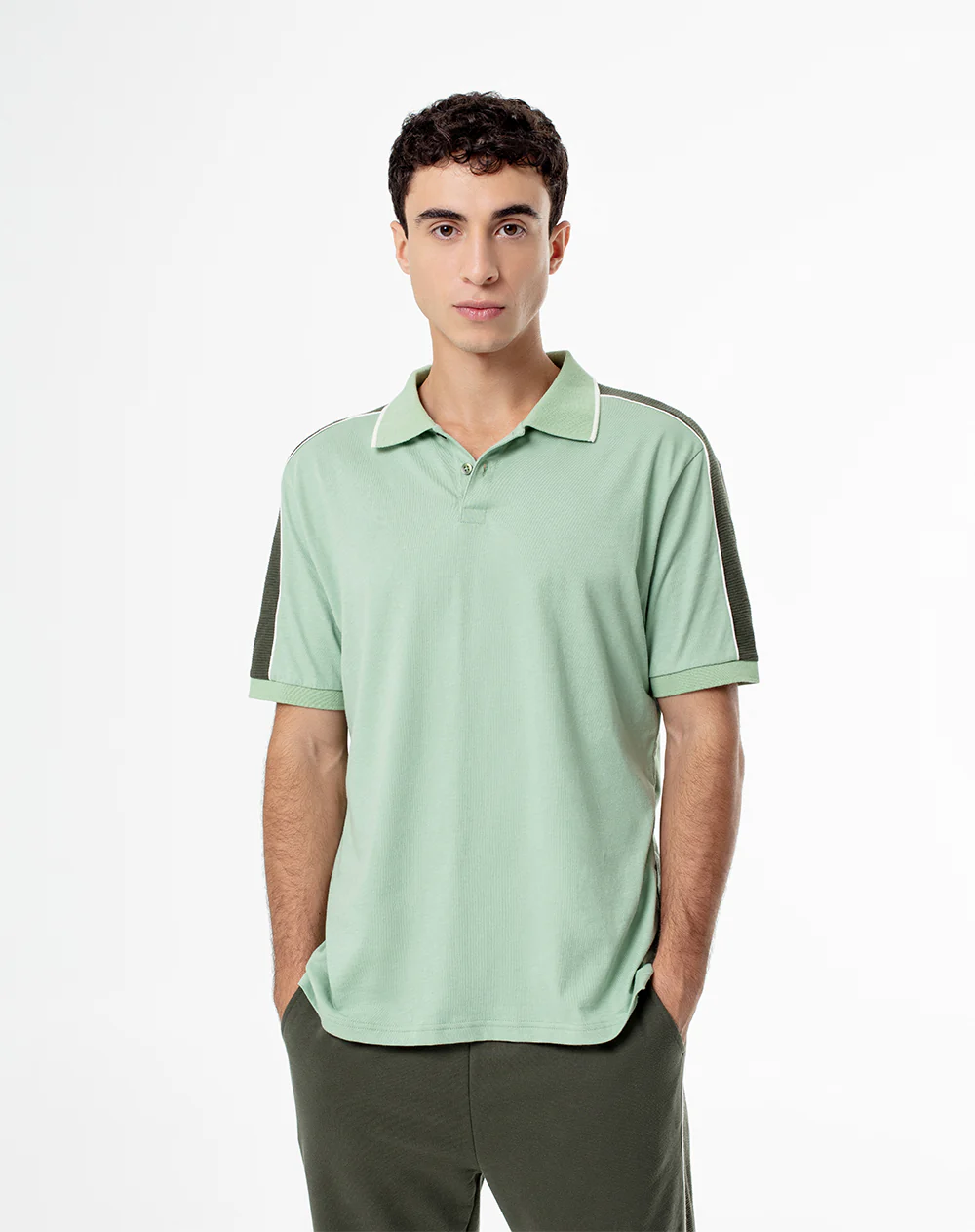 Polo relax algodón verde hombre